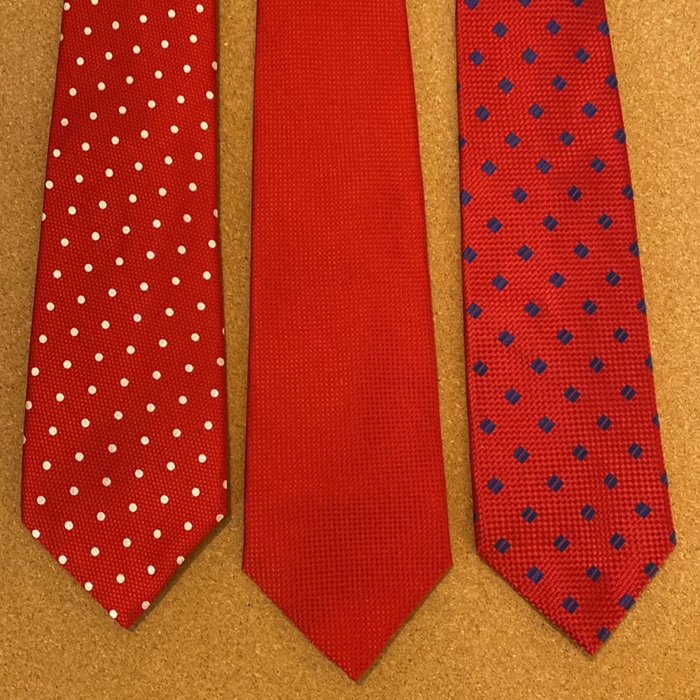 3 Grant Thomas Red Neckties 100% Hand Sewn Silk